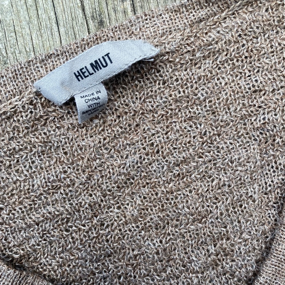 Helmut Lang Taupe Light-Weight High-Low Pullover | Helmut - Picture 2 of 4